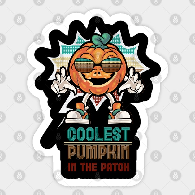 Retro Coolest Pumpkin In The Patch Halloween Sticker by MasliankaStepan